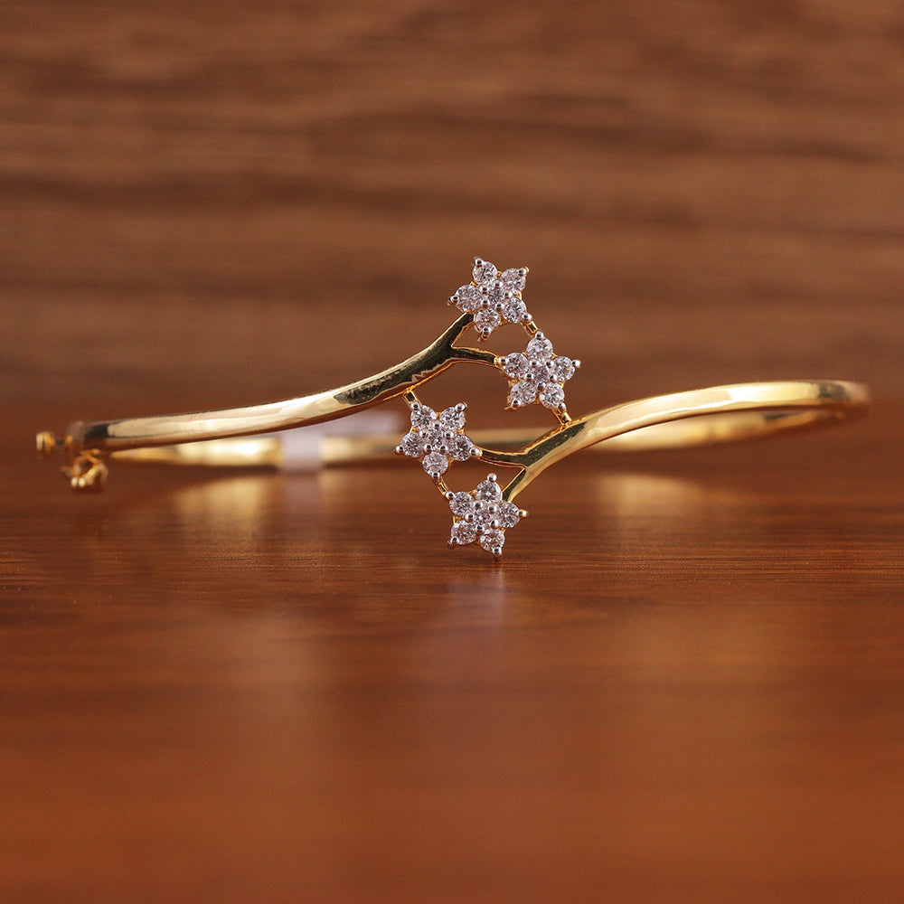 Floral Grace Diamond Gold Bangle