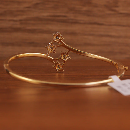 Floral Grace Diamond Gold Bangle