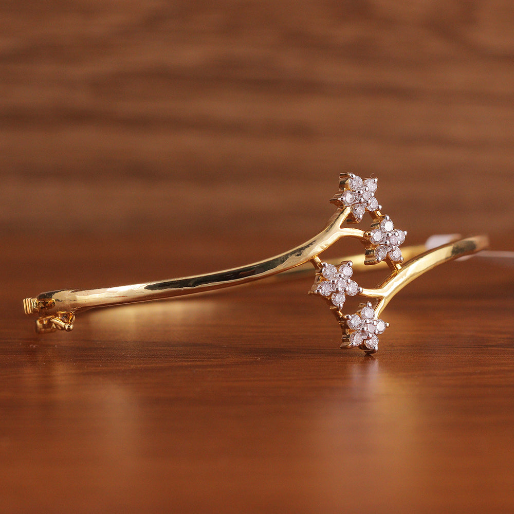 Floral Grace Diamond Gold Bangle