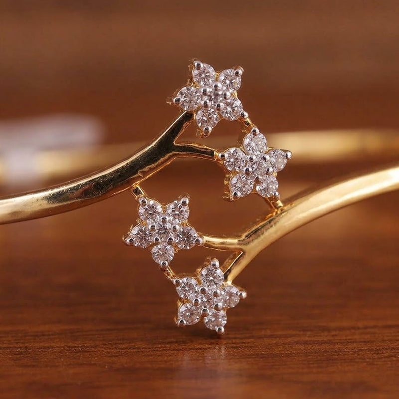 Floral Grace Diamond Gold Bangle