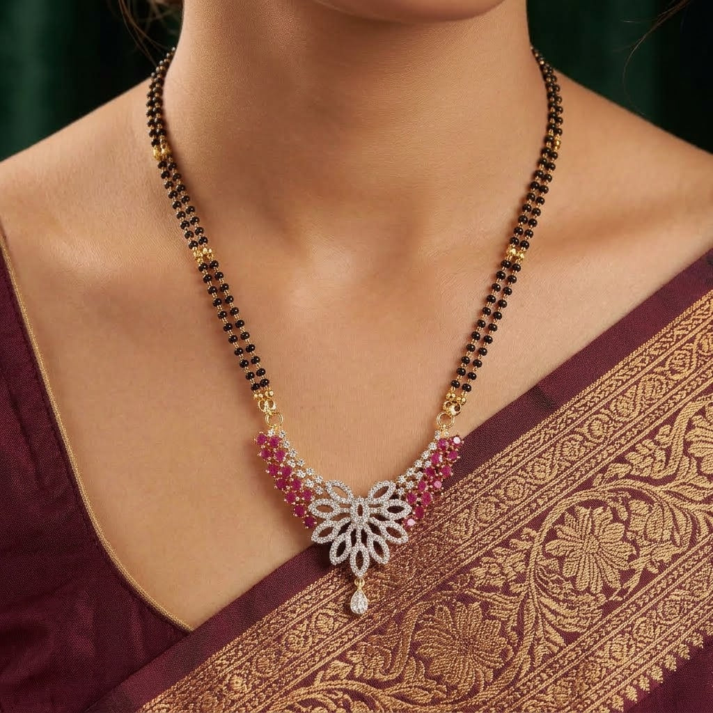 Blush Floral Diamond Mangalsutra
