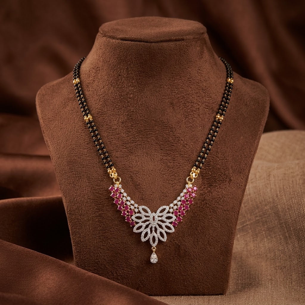 Blush Floral Diamond Mangalsutra