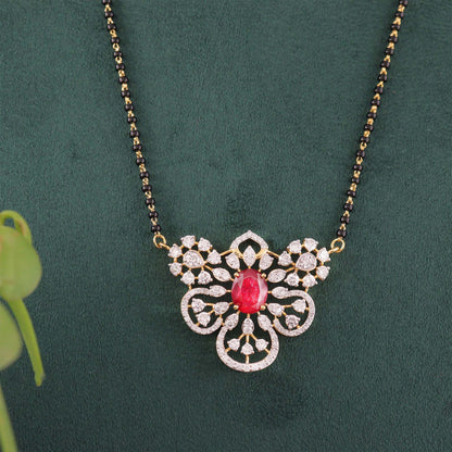 Crimson Bloom Diamond Mangalsutra