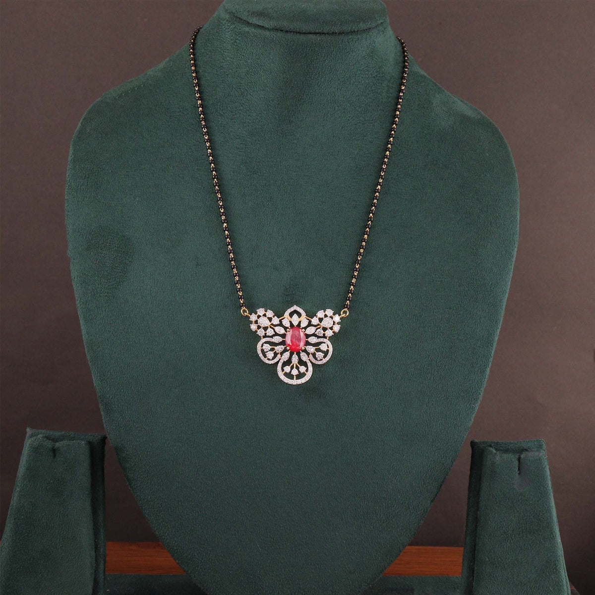 Crimson Bloom Diamond Mangalsutra