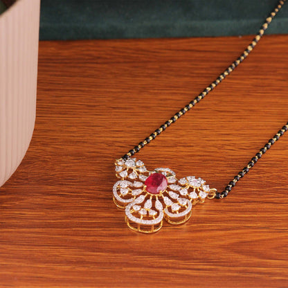 Crimson Bloom Diamond Mangalsutra