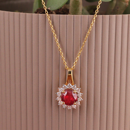 Crimson Halo Diamond Pendant
