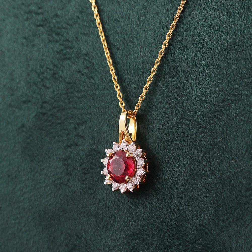 Crimson Halo Diamond Pendant