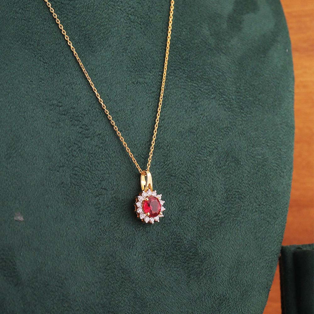 Crimson Halo Diamond Pendant