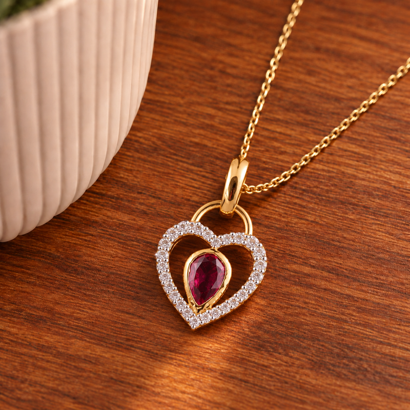 Crimson Heart Diamond Pendant