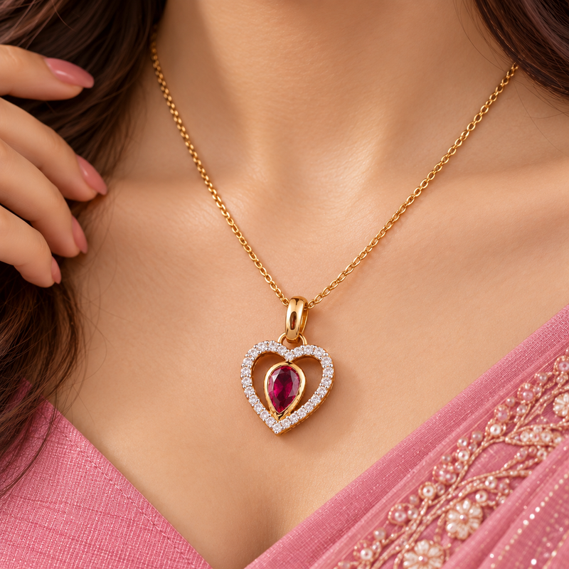 Crimson Heart Diamond Pendant