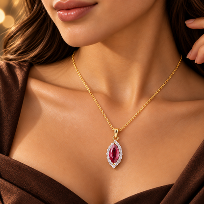 Crimson Marquise Diamond Pendant