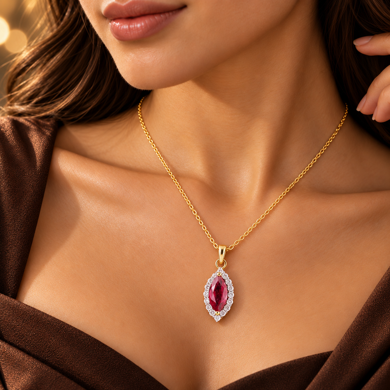 Crimson Marquise Diamond Pendant