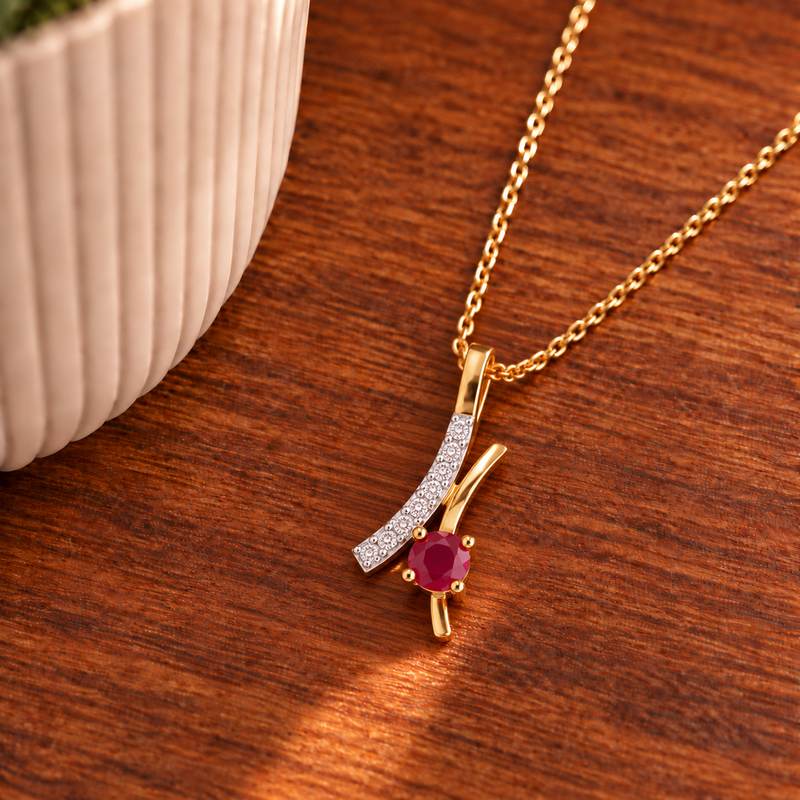 Crimson Spark Diamond Pendant