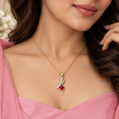 Crimson Spark Diamond Pendant