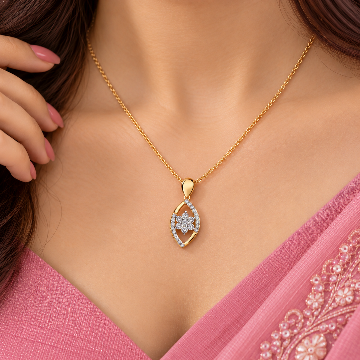 Marquise Blossom Diamond Pendant