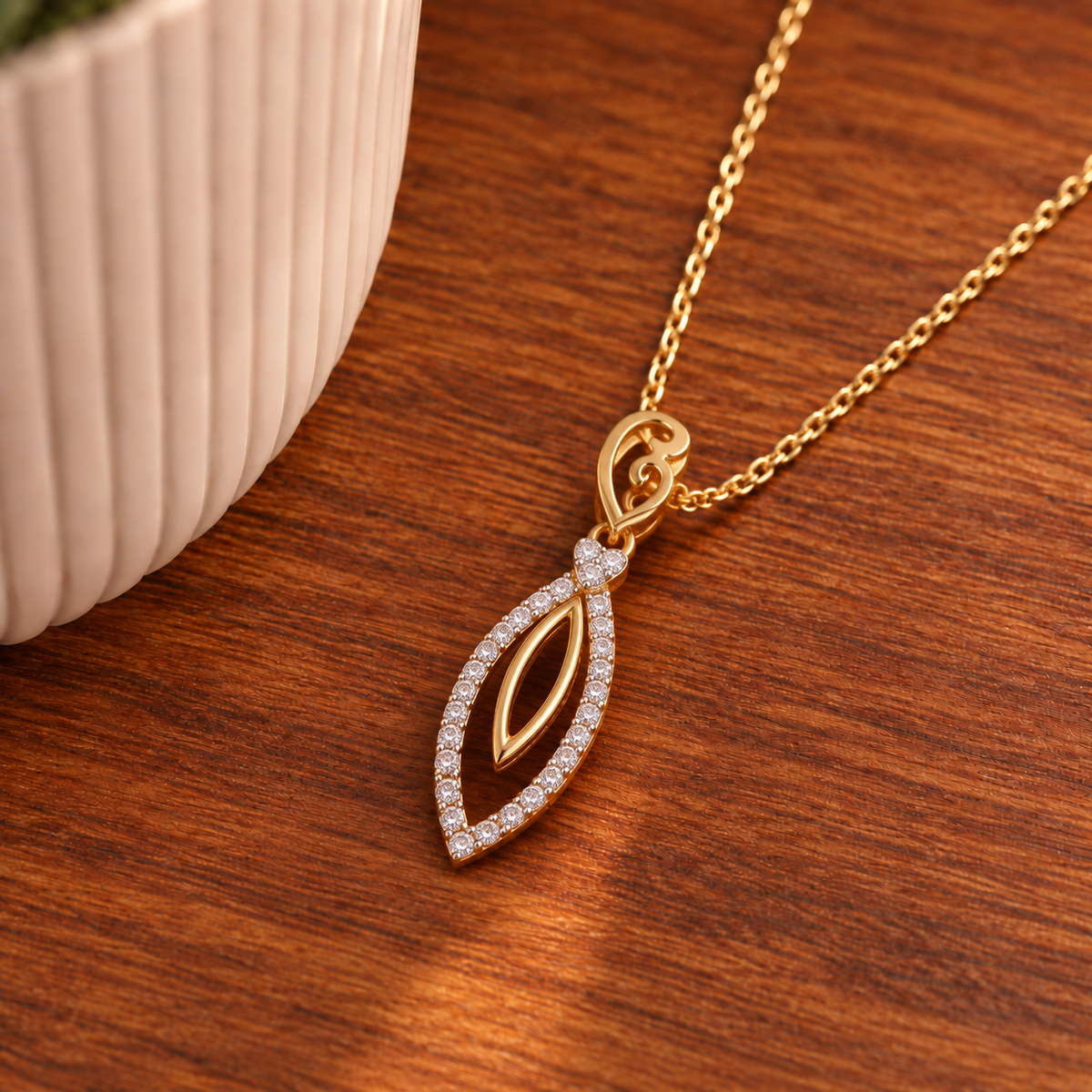 Marquise Leaf Diamond Pendant