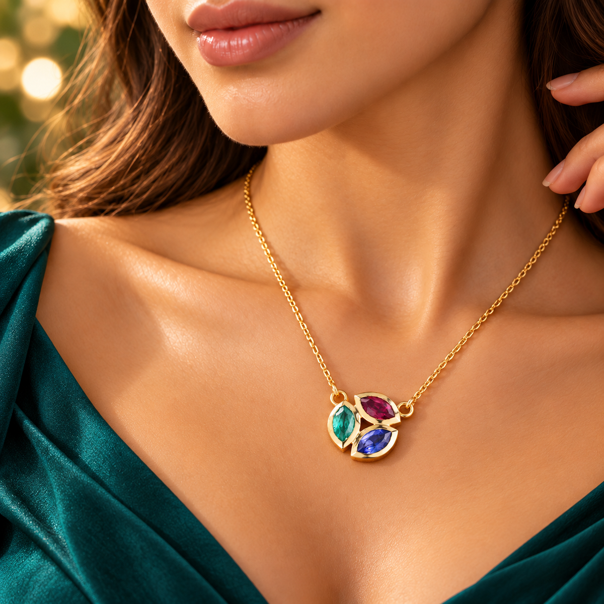 Multi-Stone Petal Pendant