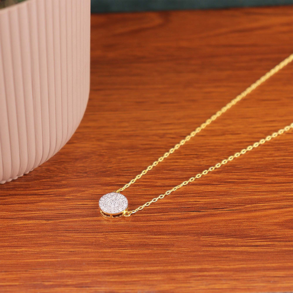 Pave Disc Diamond Necklace